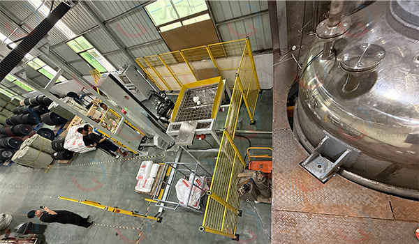 система подачи роботизированной руки в линию по производству термоклея-расплава robotic arm feeding system in hot melt glue production line